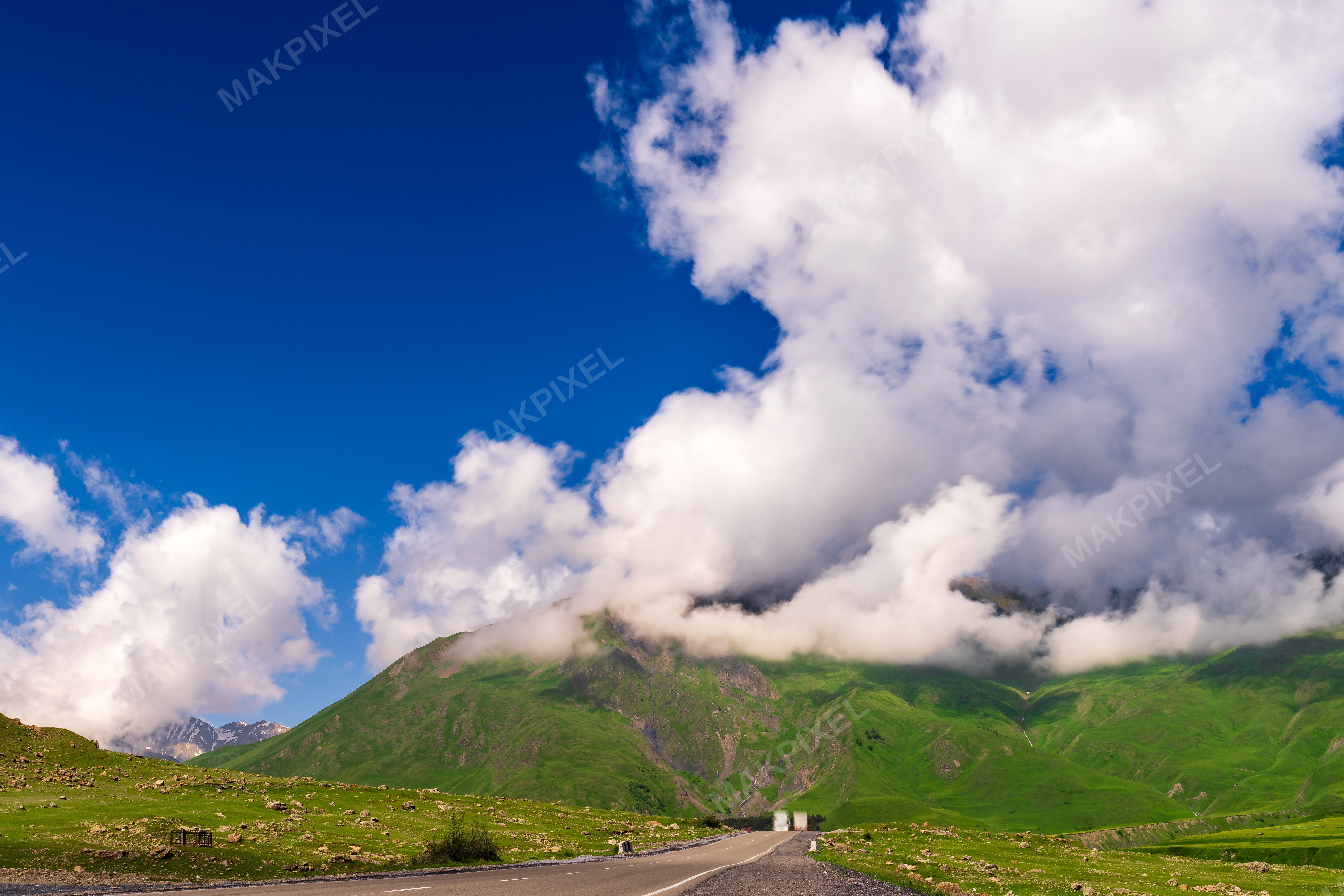 Georgia Mountainous Landscape Under Clear Blue Sky. - Full size view