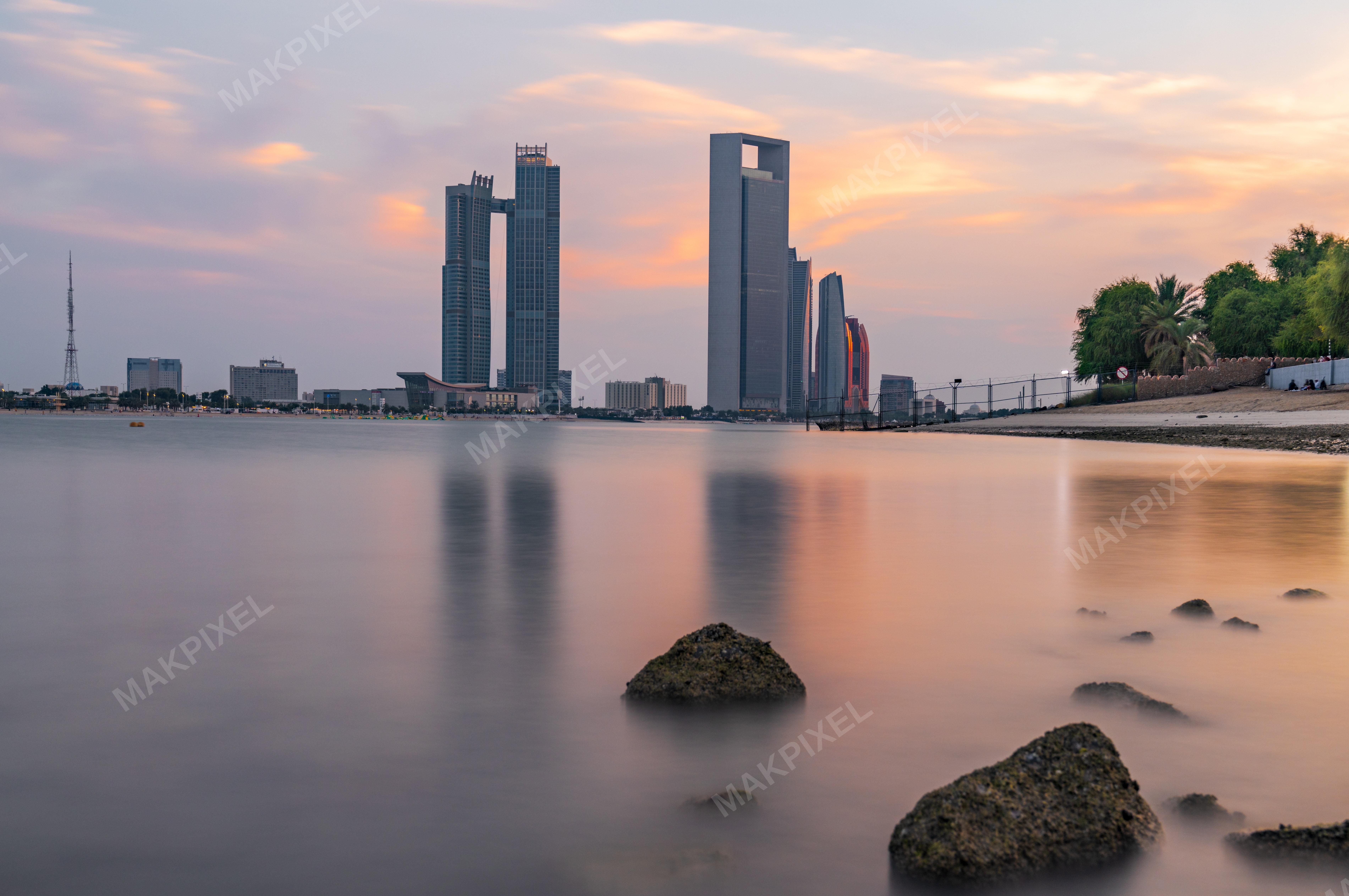 ABU Dhabi Corniche Serene Nighttime Scene - Full size view