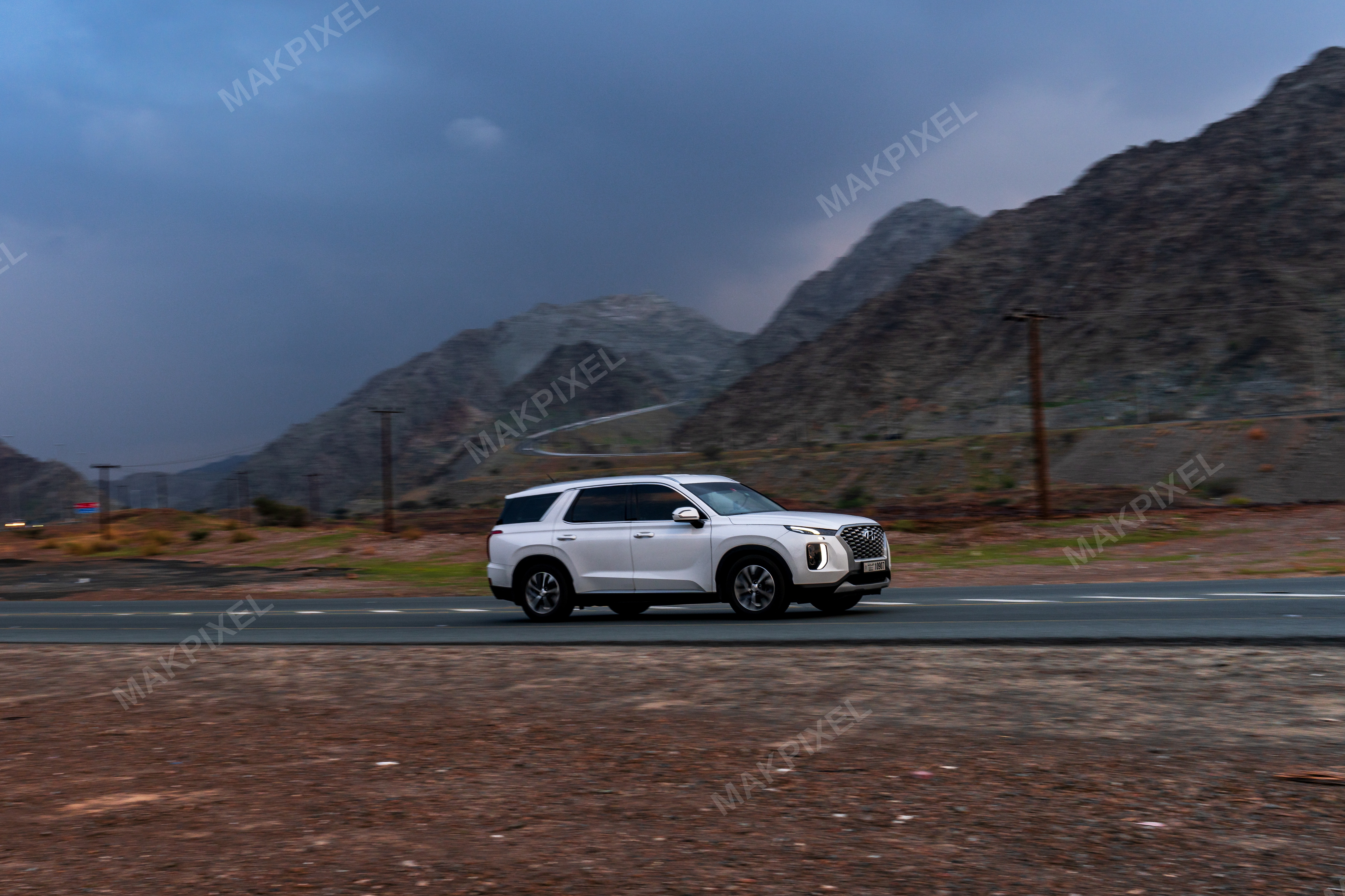 White Driving Mountain Road, Masafi Adventure Travel, Rocky - Full size view