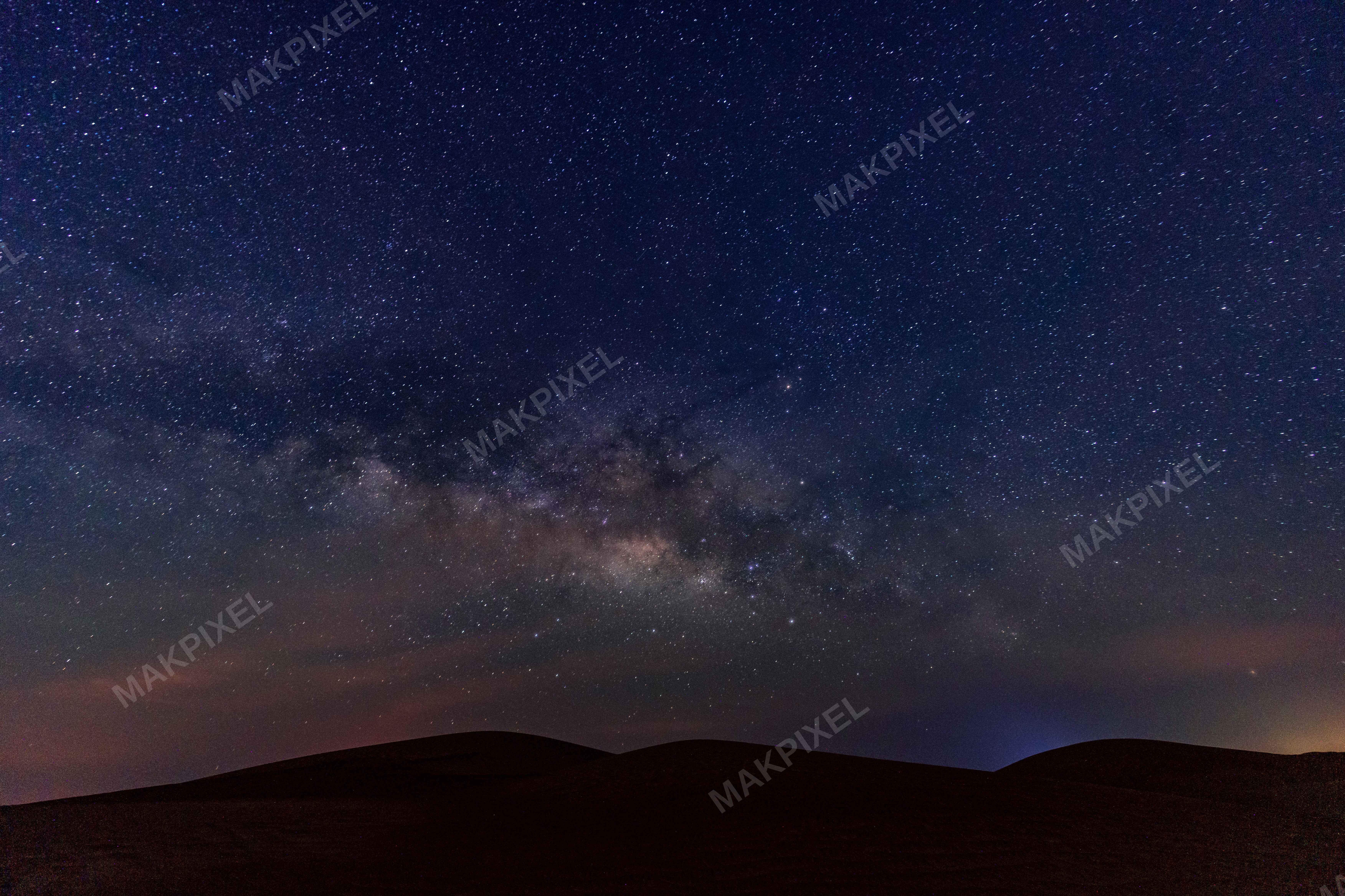 Milky Over Desert Dunes, Abu Dhabi Night Stars, Astrophotography - Full size view