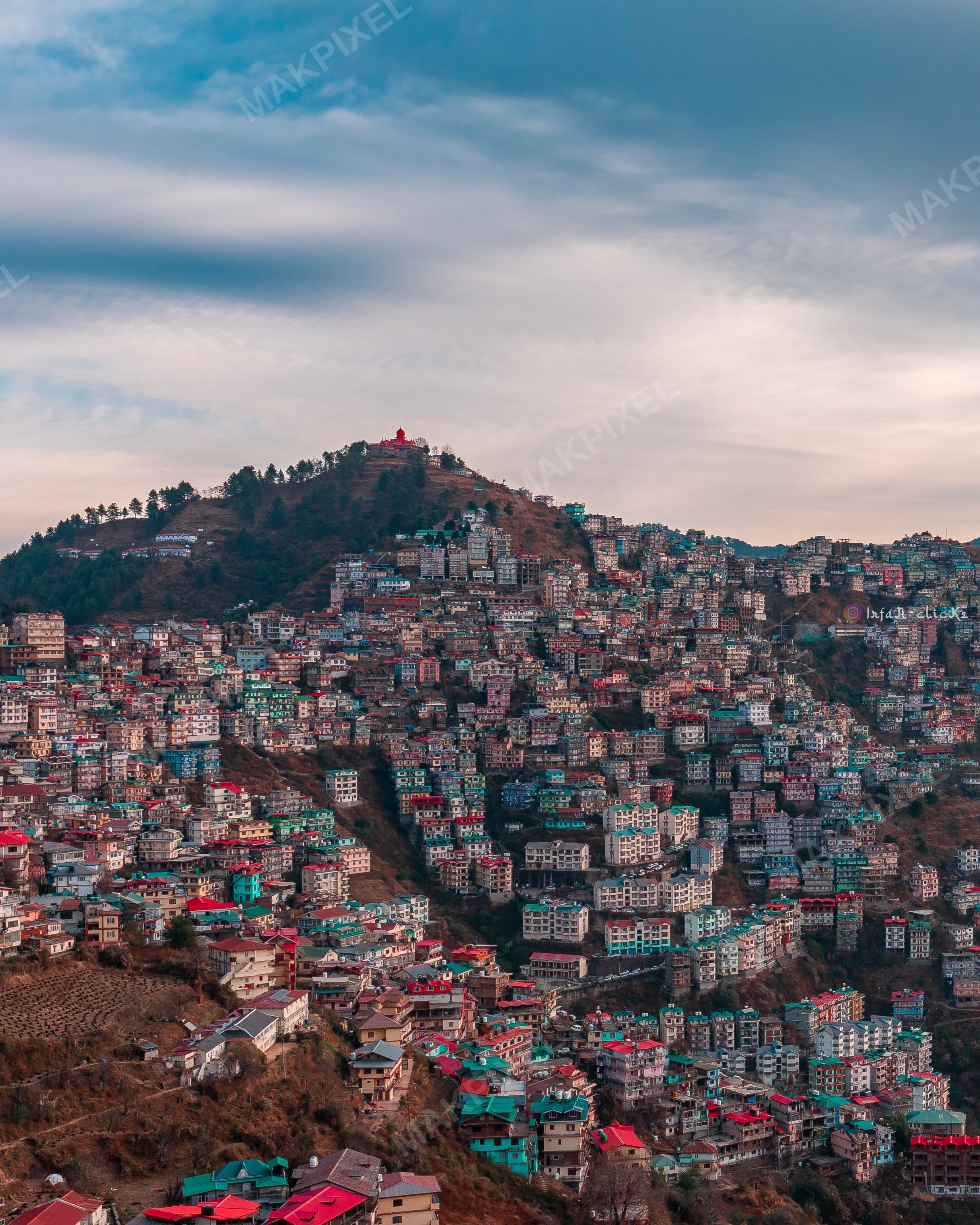 Shimla Cityscape Himalayan Hill Station Urban Landscape - Full size view