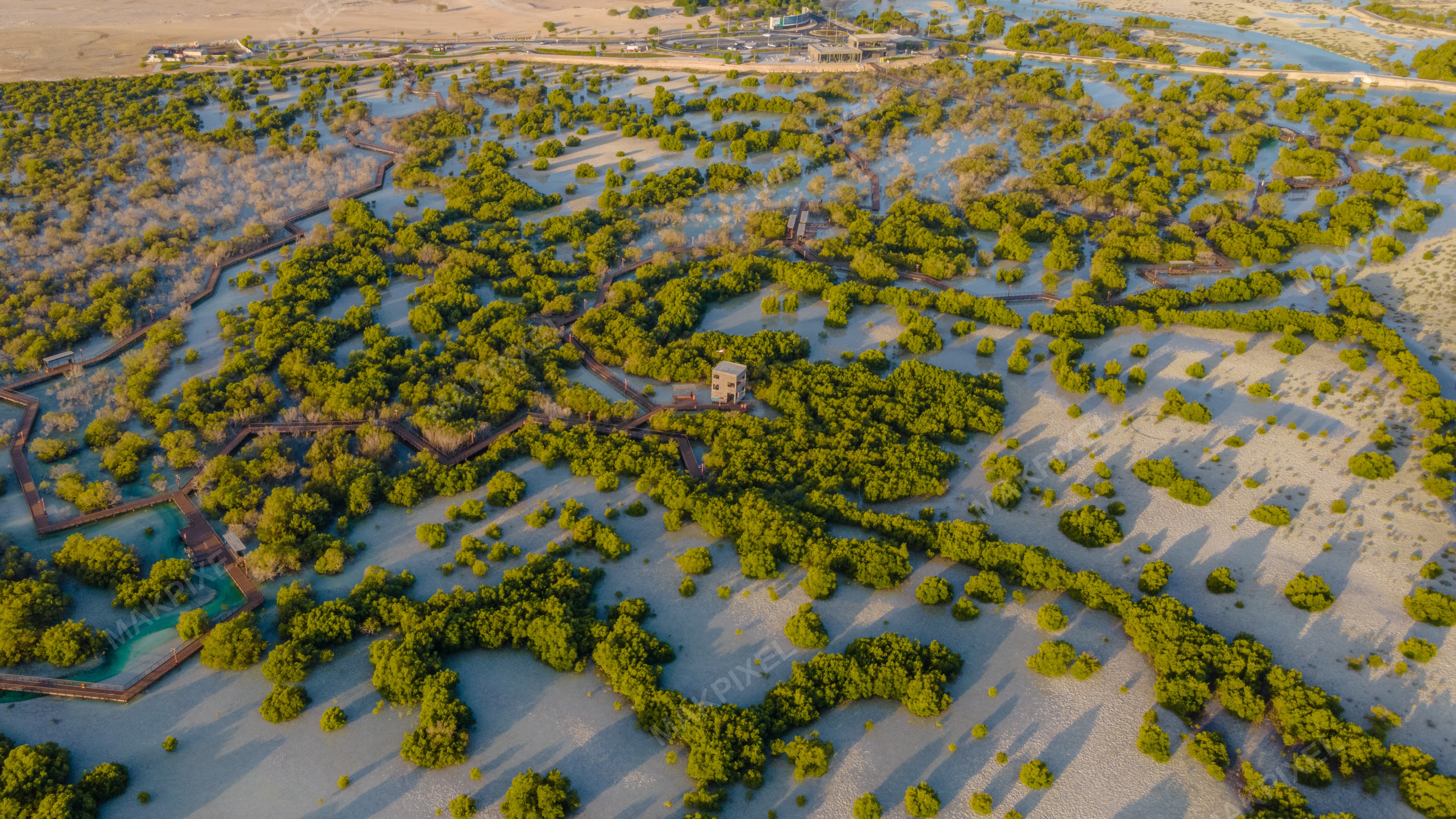 Jubail Mangrove Park Aerial View Landscape Appears Park - Full size view
