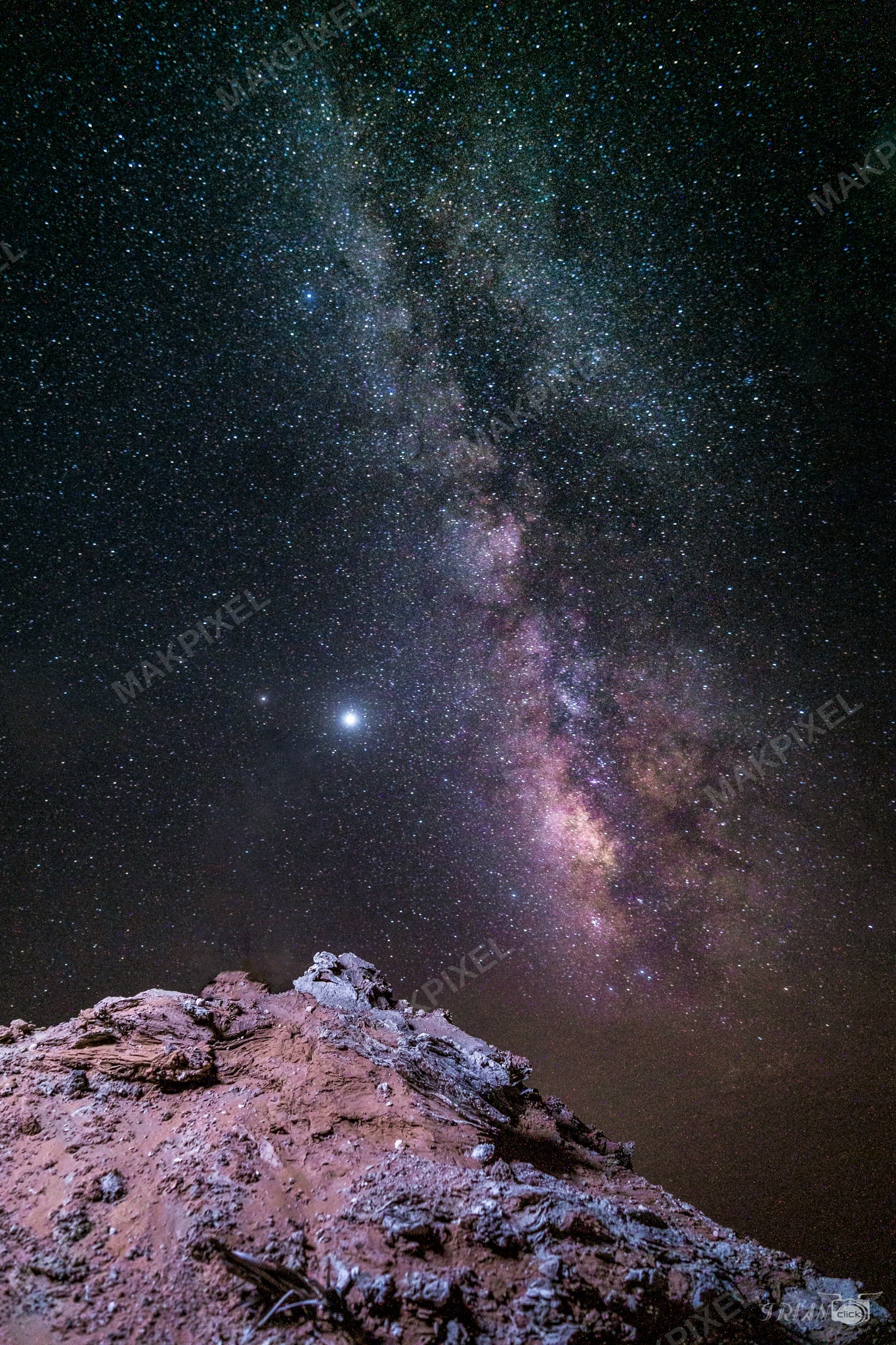 Milky Way Reflected in Salt Pond – Night Sky and White Formations - Full size view