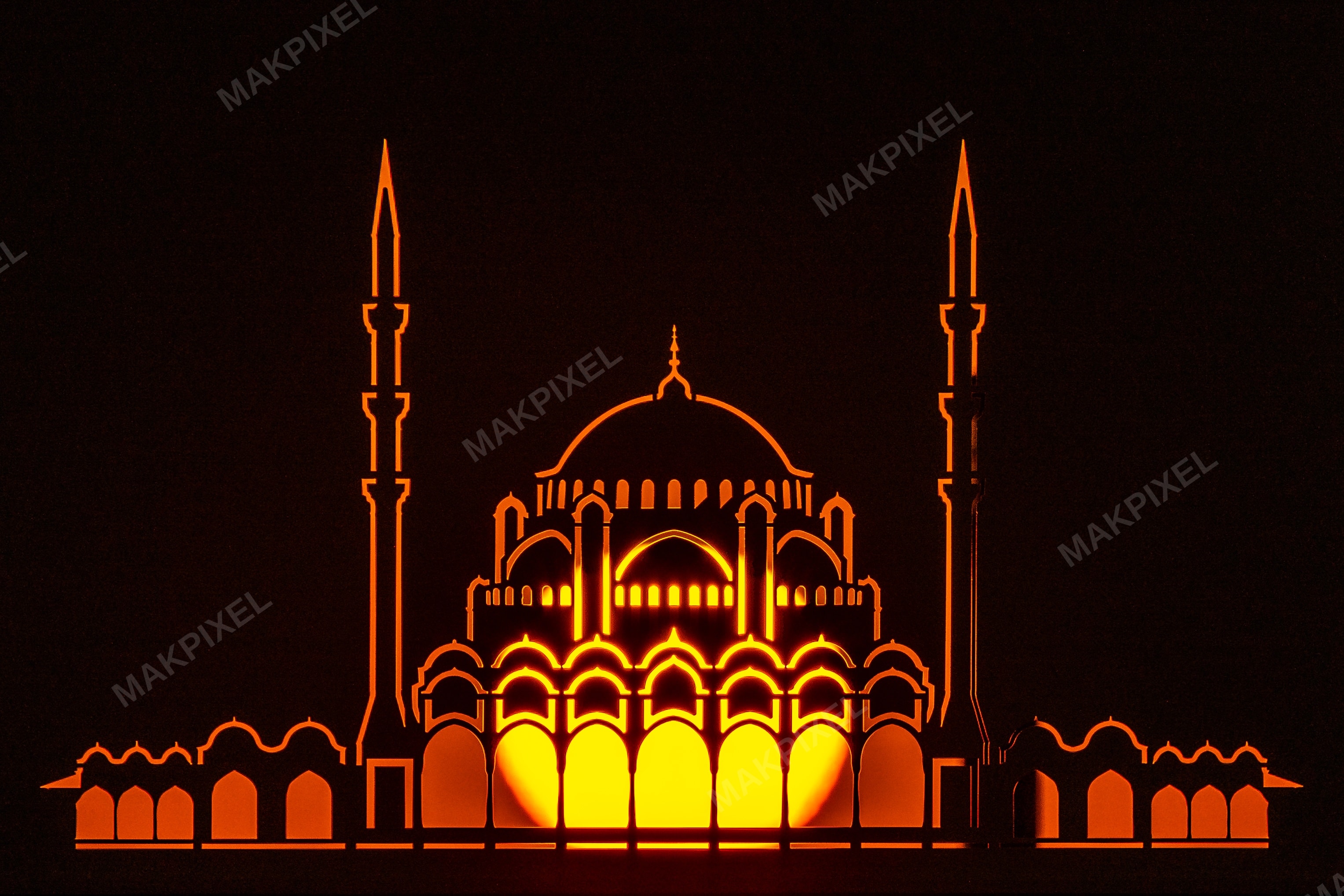 Sharjah Grand Mosque Glowing Silhouette – Abstract Illuminated Night - Full size view