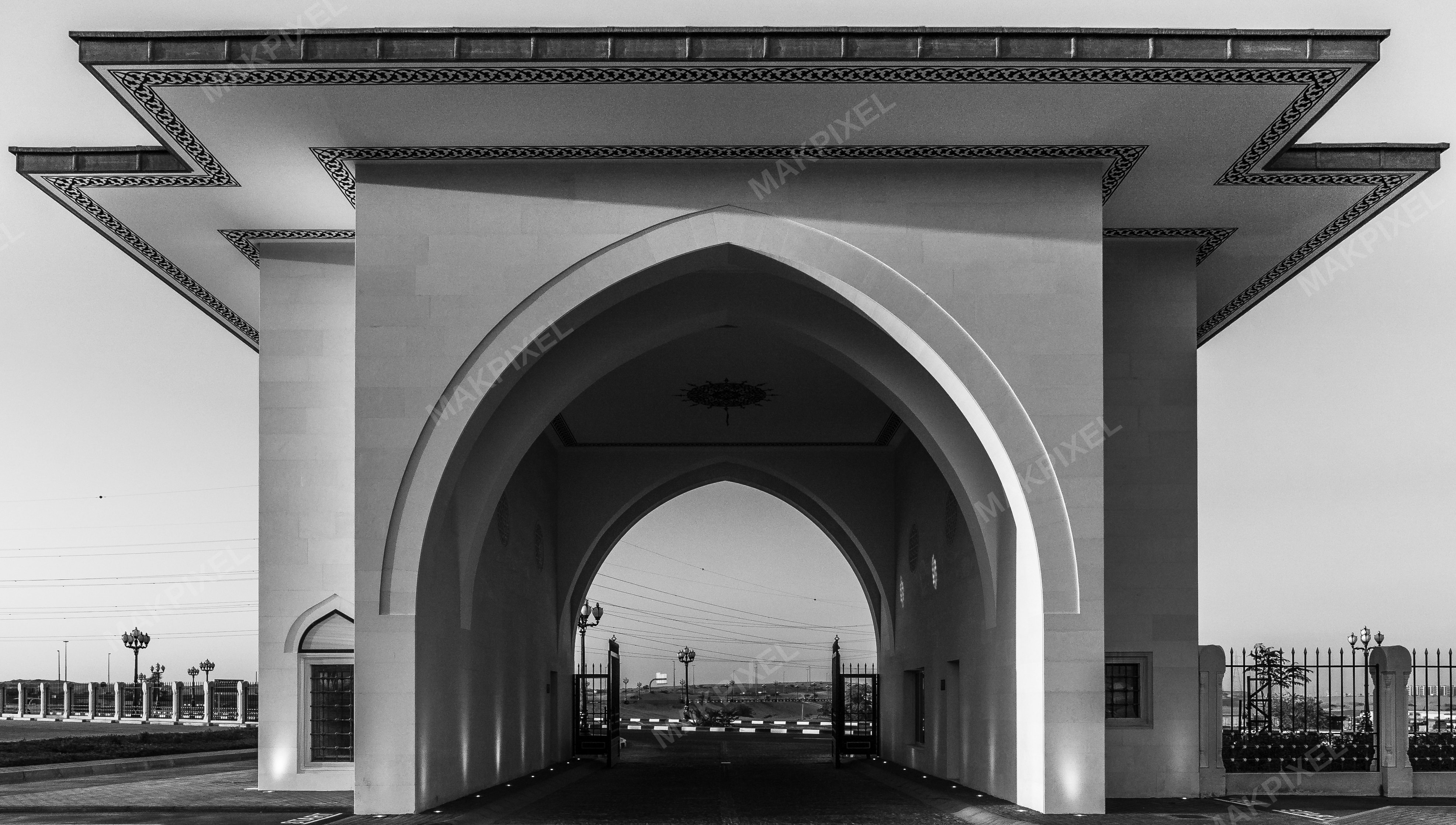 Sharjah Mosque Gateway – Islamic Geometric Arch Symmetry - Full size view