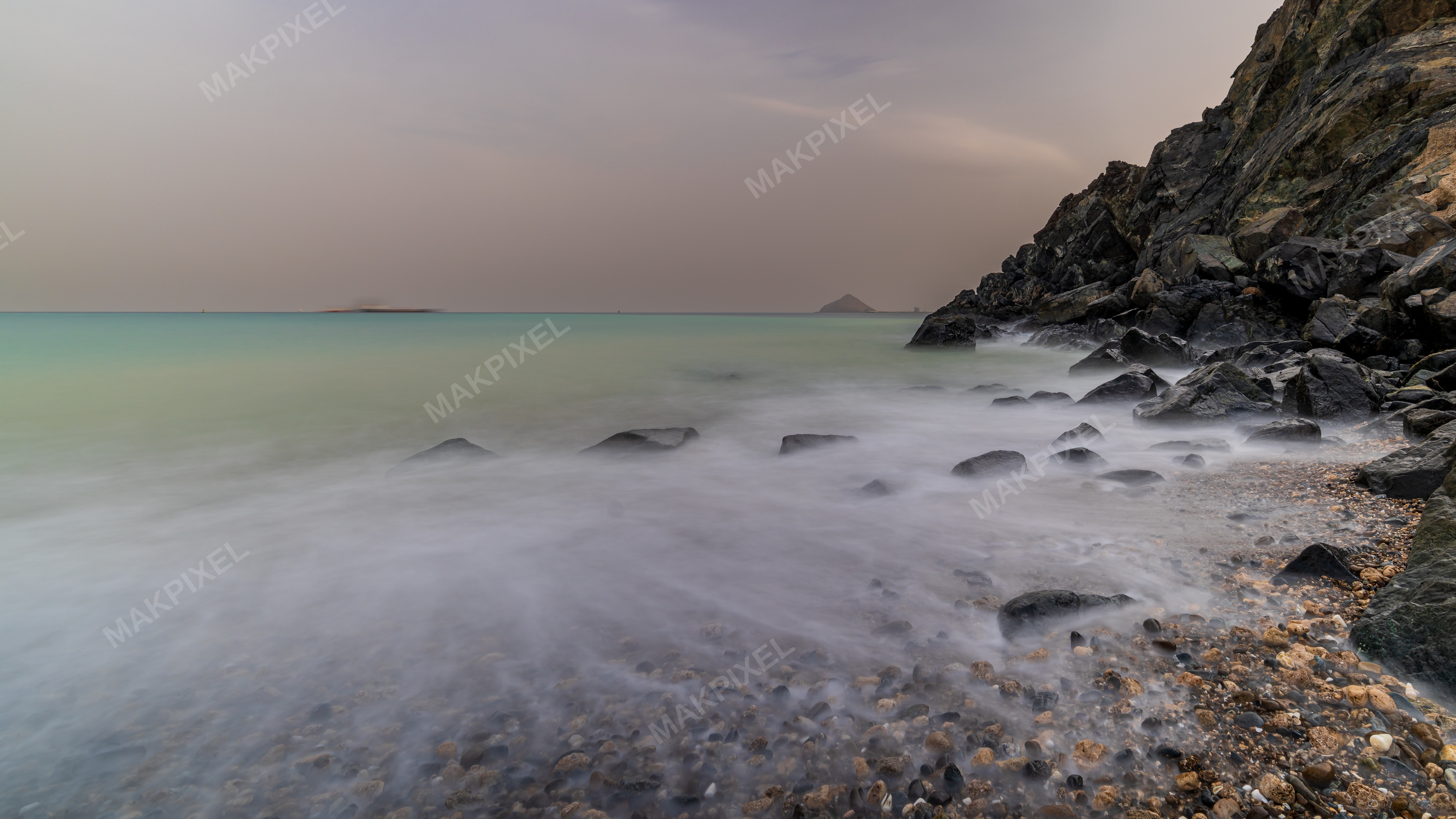Khorfakkan Beach Long Exposure Coastal Scene Long Exposure - Full size view