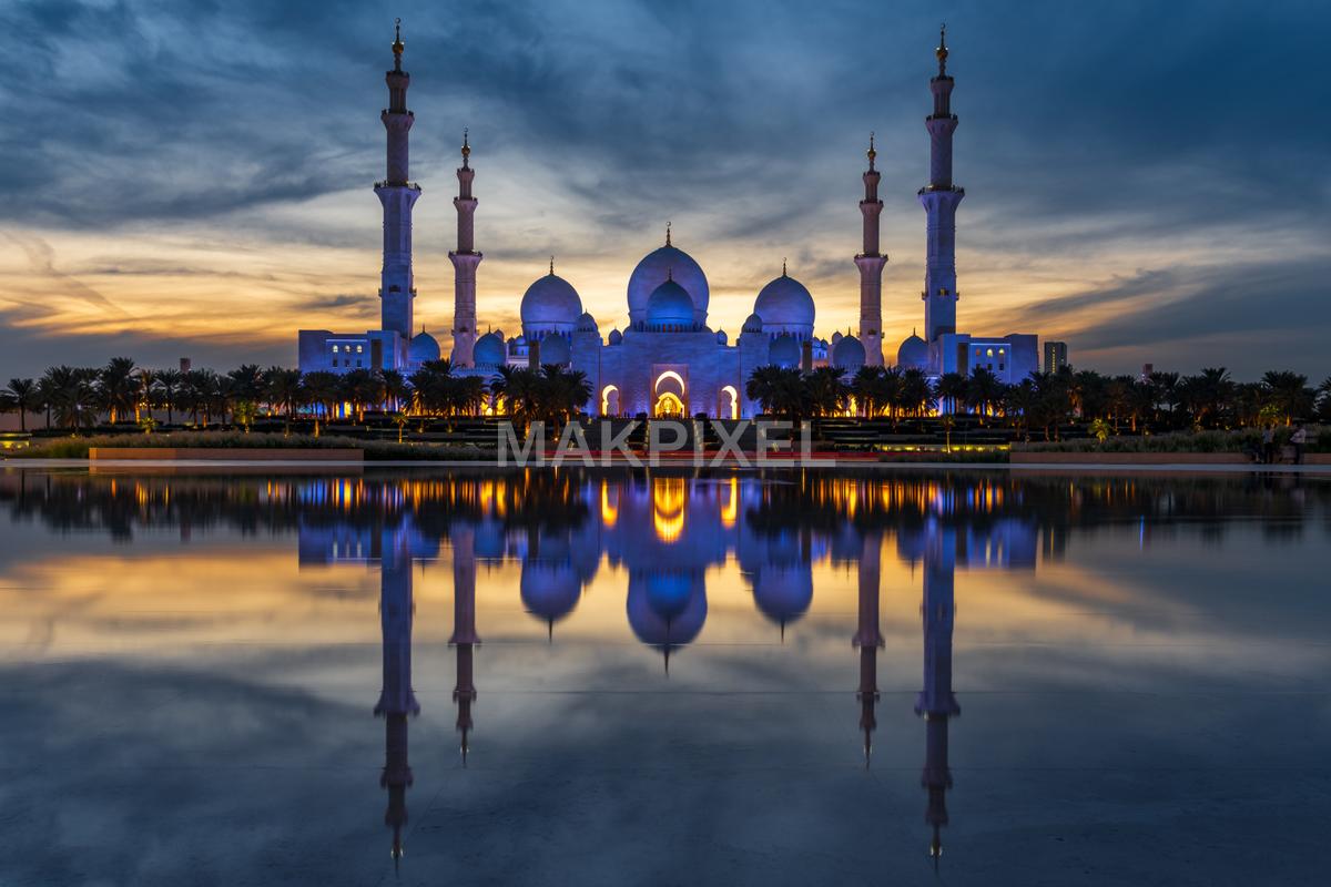 abu dhabi sheik zayed mosque night time photograph - 7426×4951 stock photo