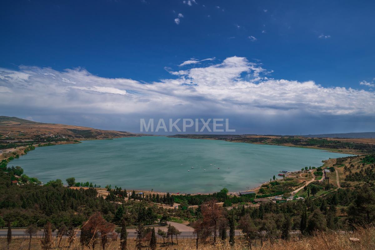 scenic landscape featuring a large body of water in Georgia - 8365×5577 stock photo