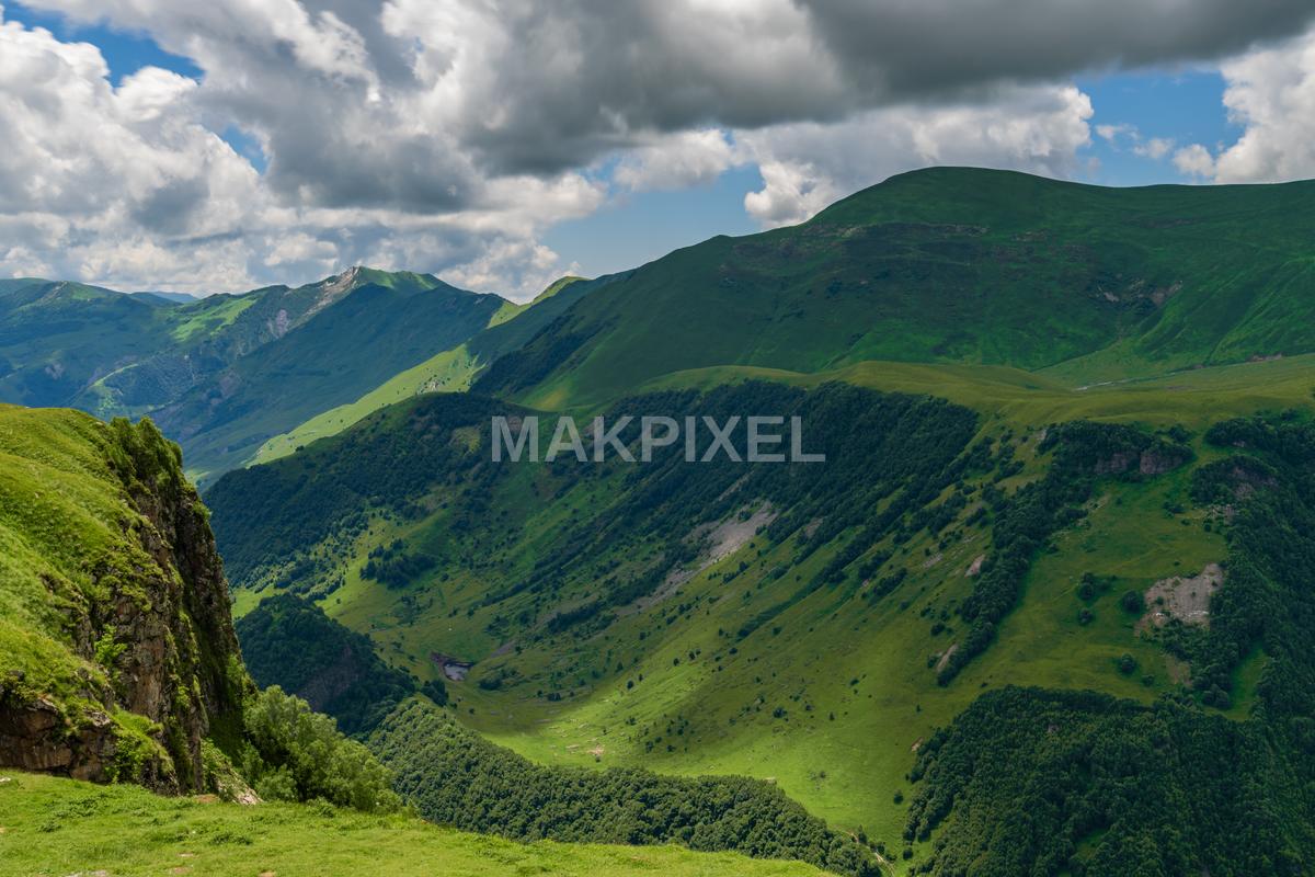 landscape mountainous Russian Georgian Friendship Monument - 8006×5337 stock photo