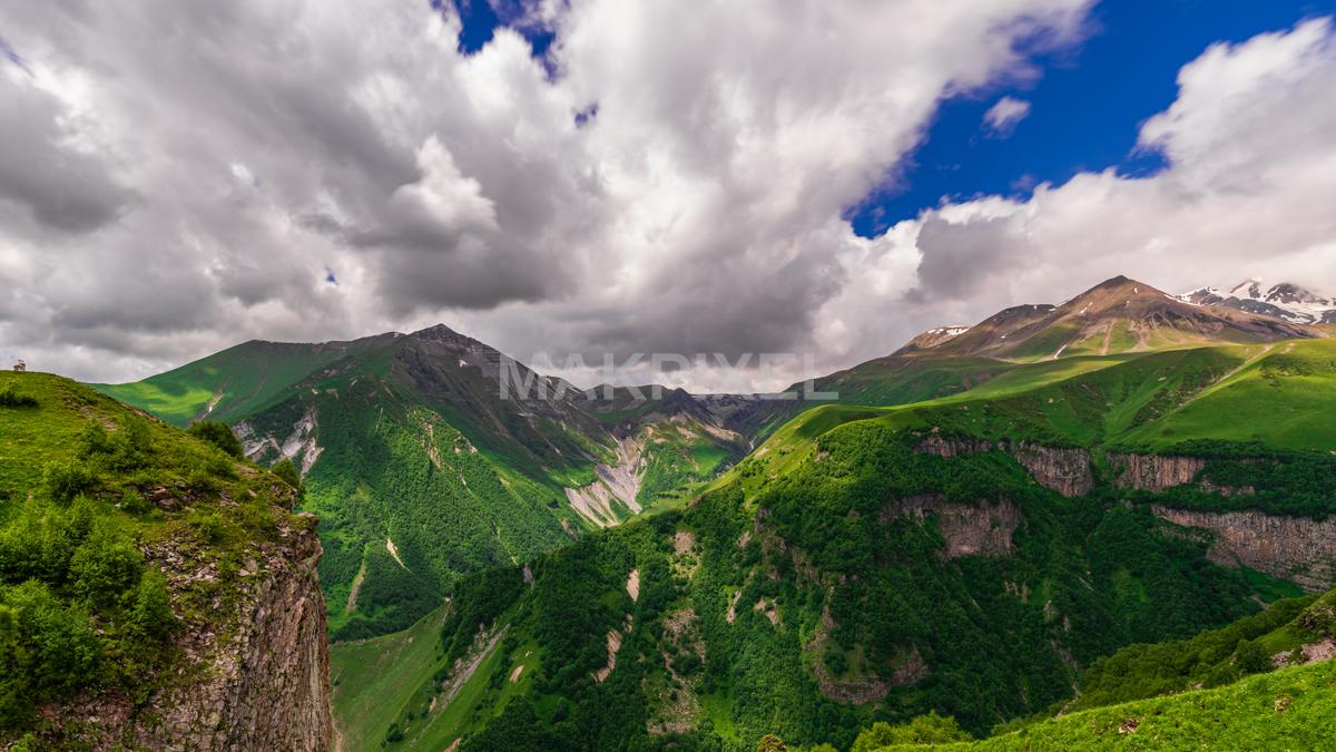 Russian Georgian Friendiship landscape mountainous - 8269×4651 stock photo