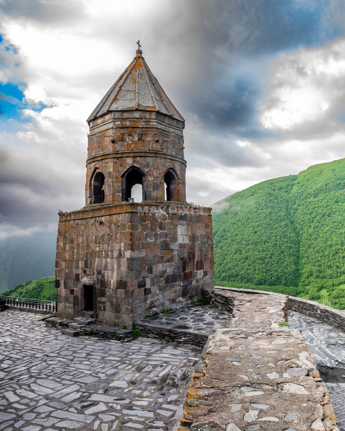 Kazbegi The Gergeti Trinity Church, A Significant Landmark - 5050×6312 stock photo
