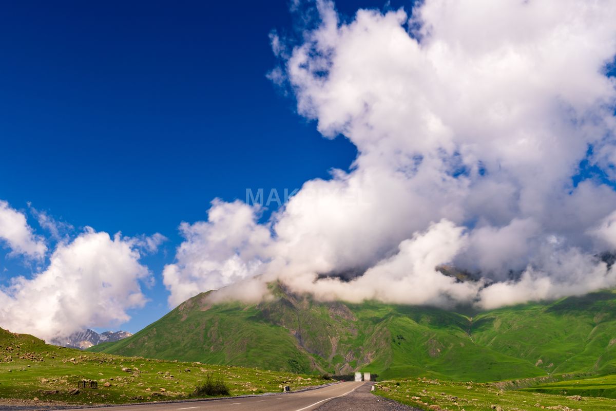 Georgia Mountainous Landscape Under Clear Blue Sky. - 6395×4263 stock photo