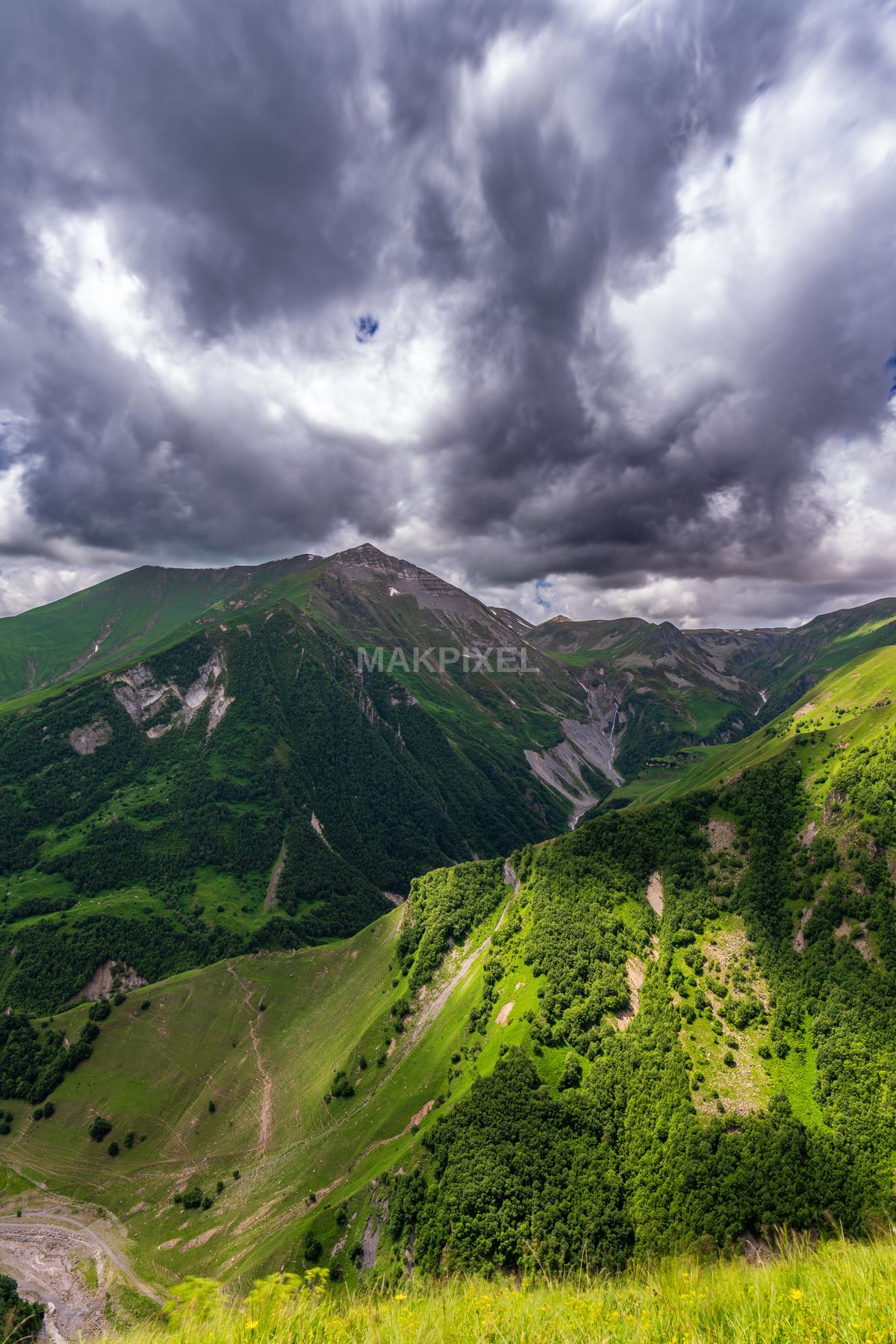 Above Filled Dark Clouds, Suggesting Overcast Possibly - 5957×8935 stock photo