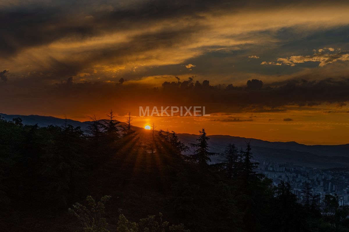 Mtatsminda Tranquil Scene Sunset Over Mountainous - 4953×3302 stock photo
