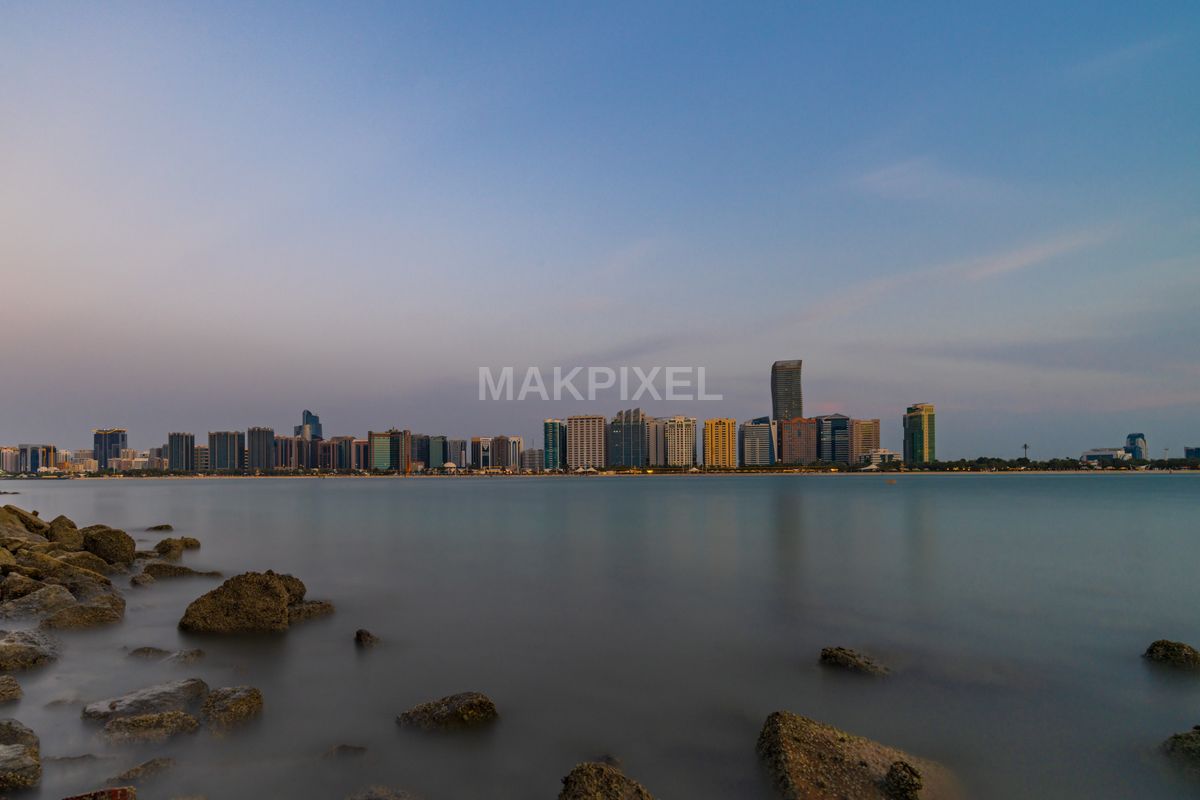 Above Cityscape Transitions Light Blue Near Horizon Darker - 7823×5215 stock photo