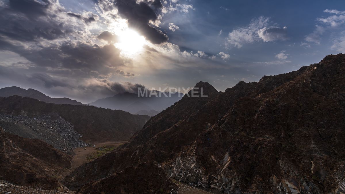 Korfakhan Foreground Shows Rocky Terrain Could Part - 9091×5114 stock photo