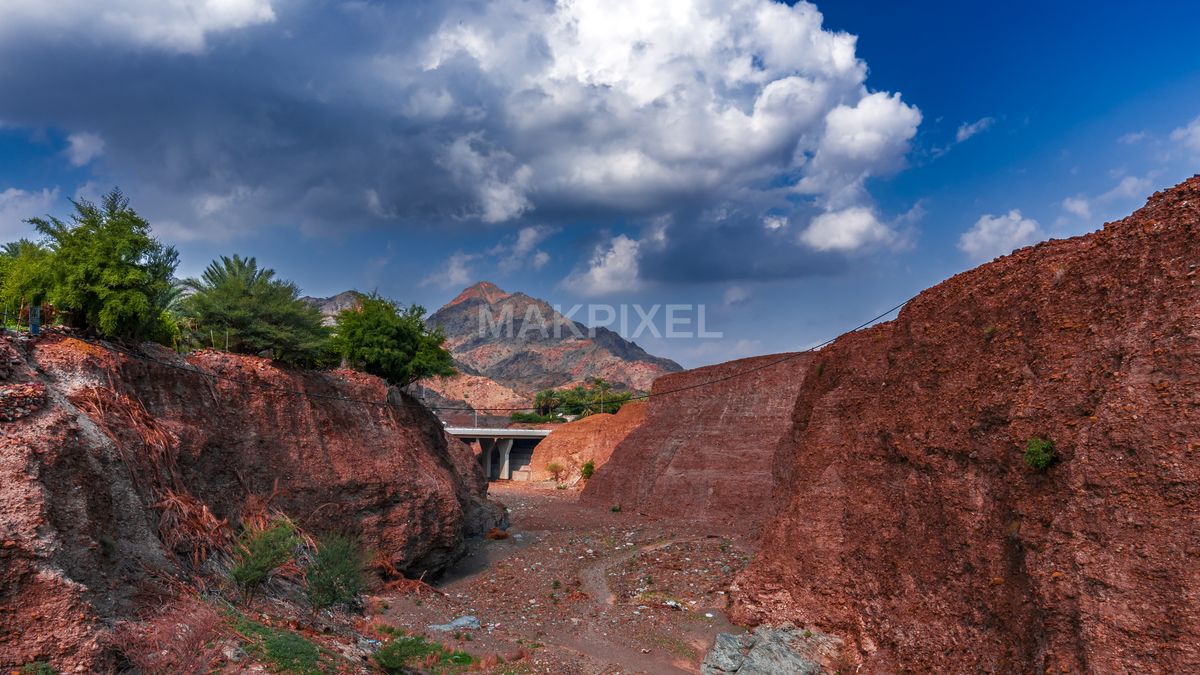 Rocky Canyon Landscape Masafi Mountains Desert Nature, - 5701×3207 stock photo