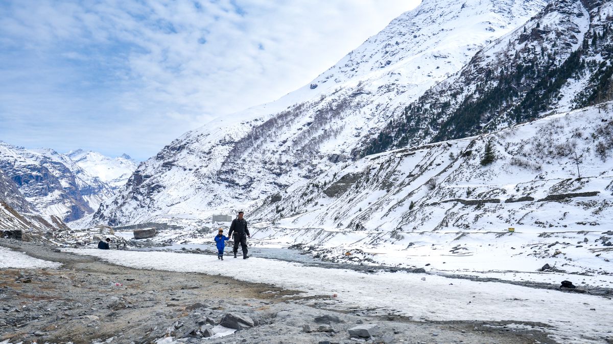 Atal Tunnel Winter Adventure Snow-covered Himalayas, Scenic - 6528×3672 stock photo