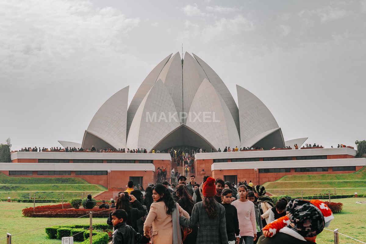 Indian Tourist Attraction Lotus Temple - 5467×3645 stock photo
