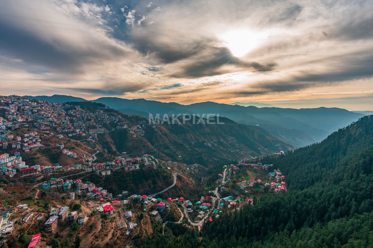 Shimla Hillside Cityscape, Himachal Pradesh View Shimla - 7008×4672 stock photo