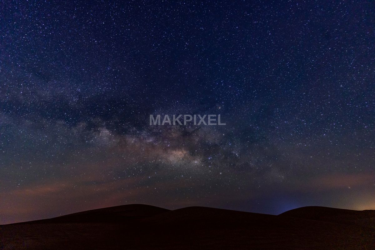 Milky Over Desert Dunes, Abu Dhabi Night Stars, Astrophotography - 7008×4672 stock photo
