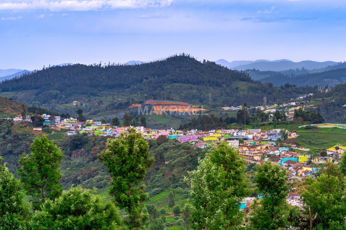 Colorful Hill Village and Green Forest, Nilgiris South India Mountain - 4662×3108 stock photo