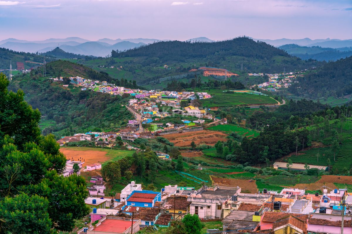 Scenic Nilgiris Hill Village and Farmland, South India ooty - 7008×4672 stock photo