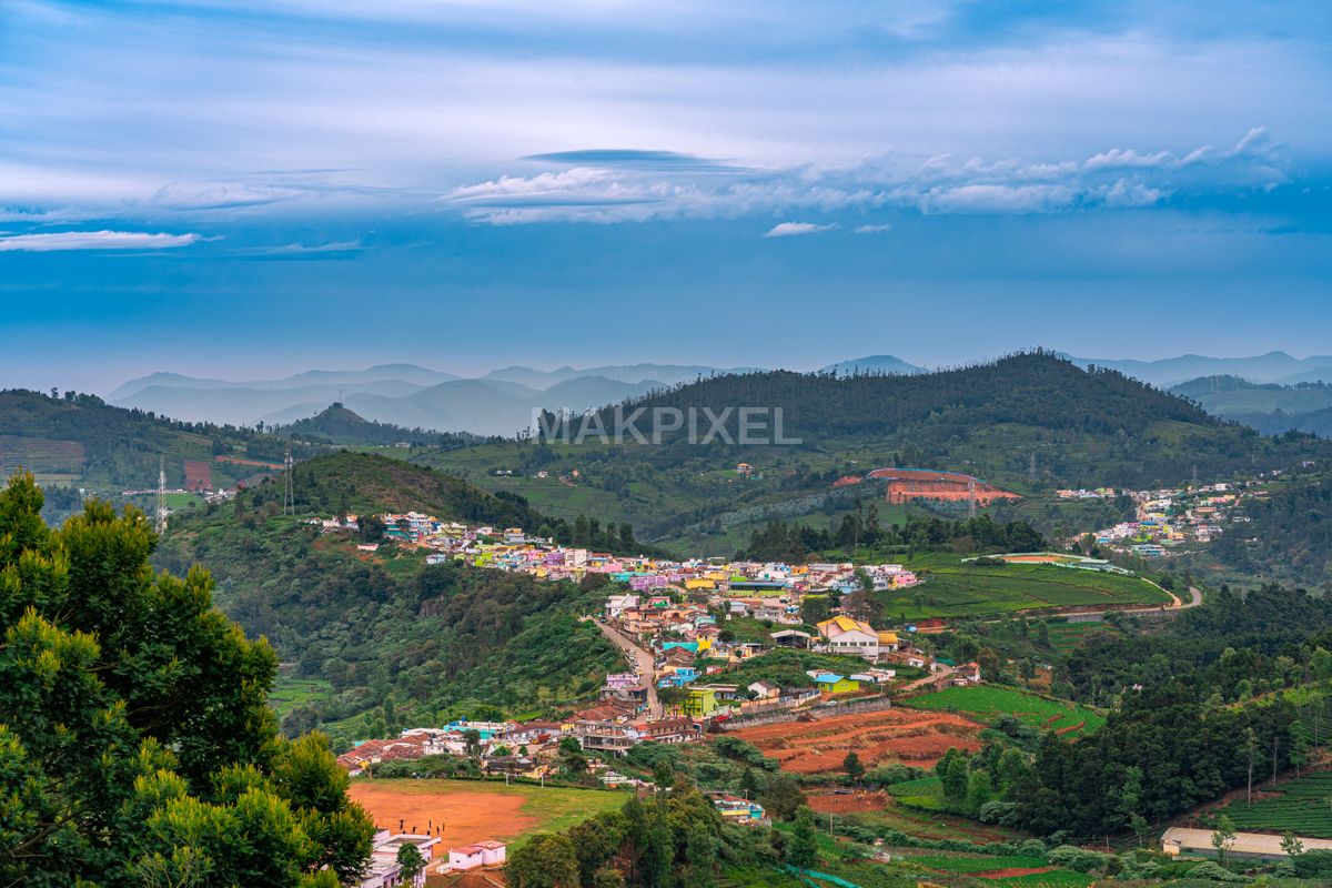 Picturesque Ooty Village Hill Terraces, Nilgiris Serene - 7008×4672 stock photo
