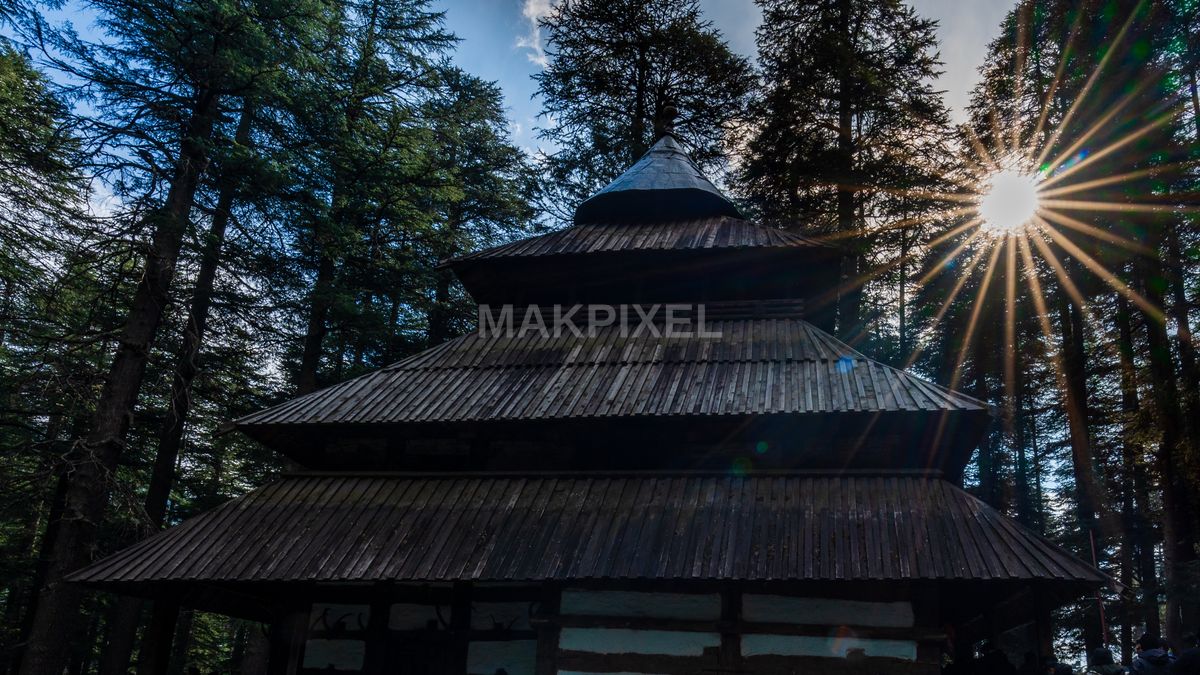 Hadimba Devi Temple Manali Sun Rays Cedar Forest Wooden - 5013×2820 stock photo