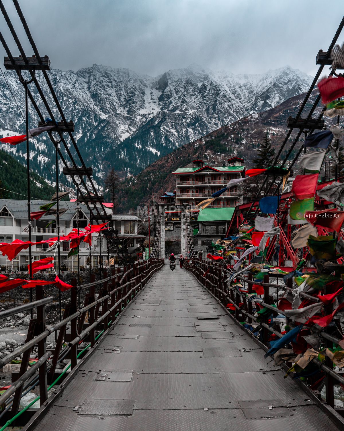 Suspension Bridge Prayer Flags Himachal Pradesh - 4672×5840 stock photo