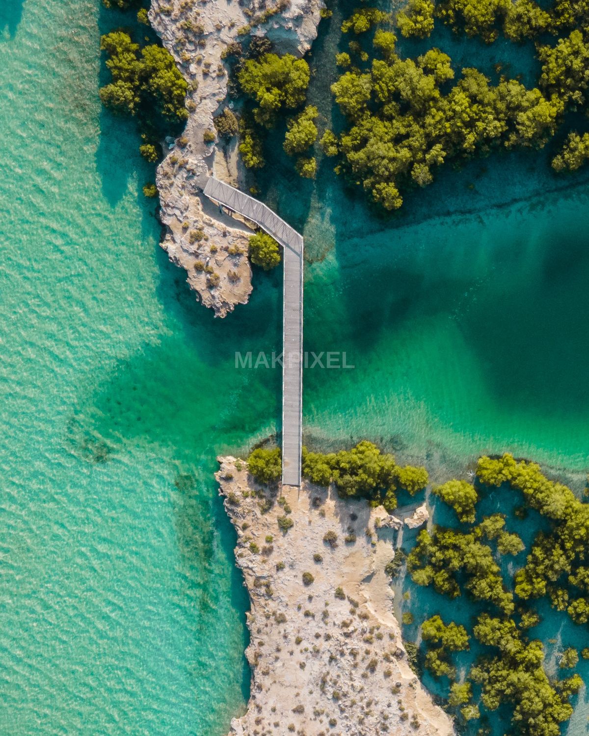 Jubail Mangrove Park Pier Aerial View | Boardwalk Lagoon and Mangrove - 1922×2402 stock photo