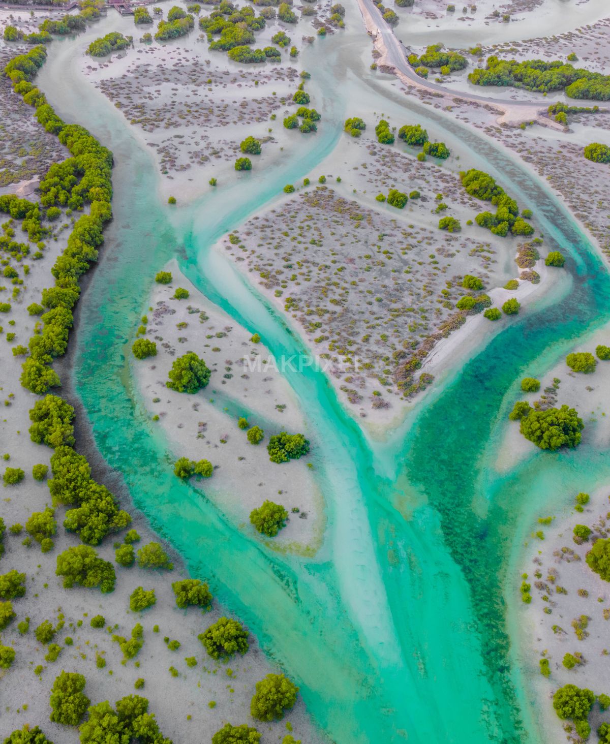 Jubail Mangrove Park Waterways Aerial - 4504×5494 stock photo