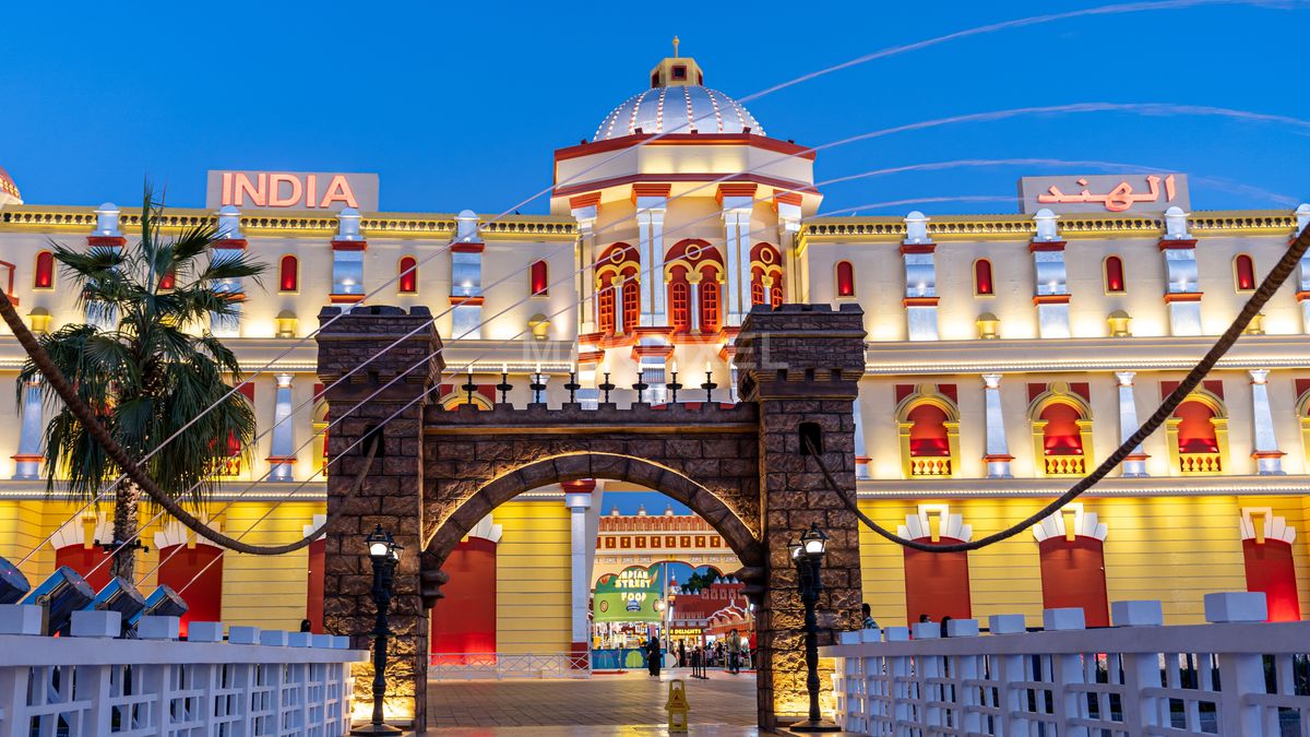 Global Village Dubai India Pavilion | Vibrant Landmark Architecture - 5385×3029 stock photo