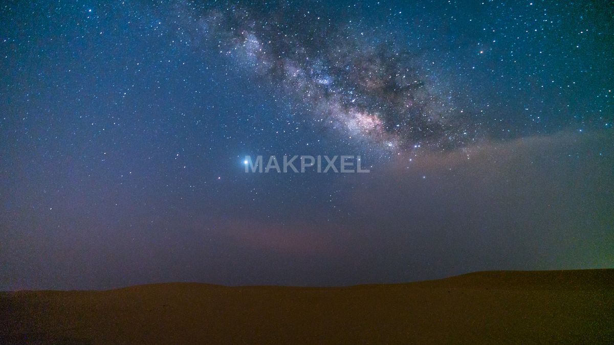 Milky Way Above Lone Tree in Abu Dhabi Desert – Night Sky Landscape - 5804×3265 stock photo