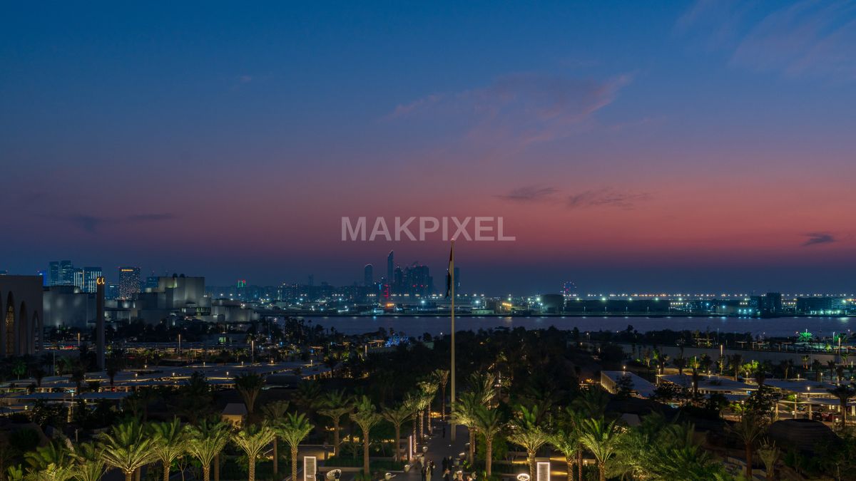 Zayed National Museum Rooftop View Dhabi Twilight Saadiyat - 8134×4575 stock photo